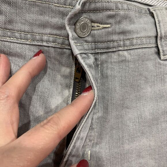 GAP Sz 16 Jeans Grey Straight Leg High Rise Flap Back Pockets Flat Front Women’s - Picture 6 of 11